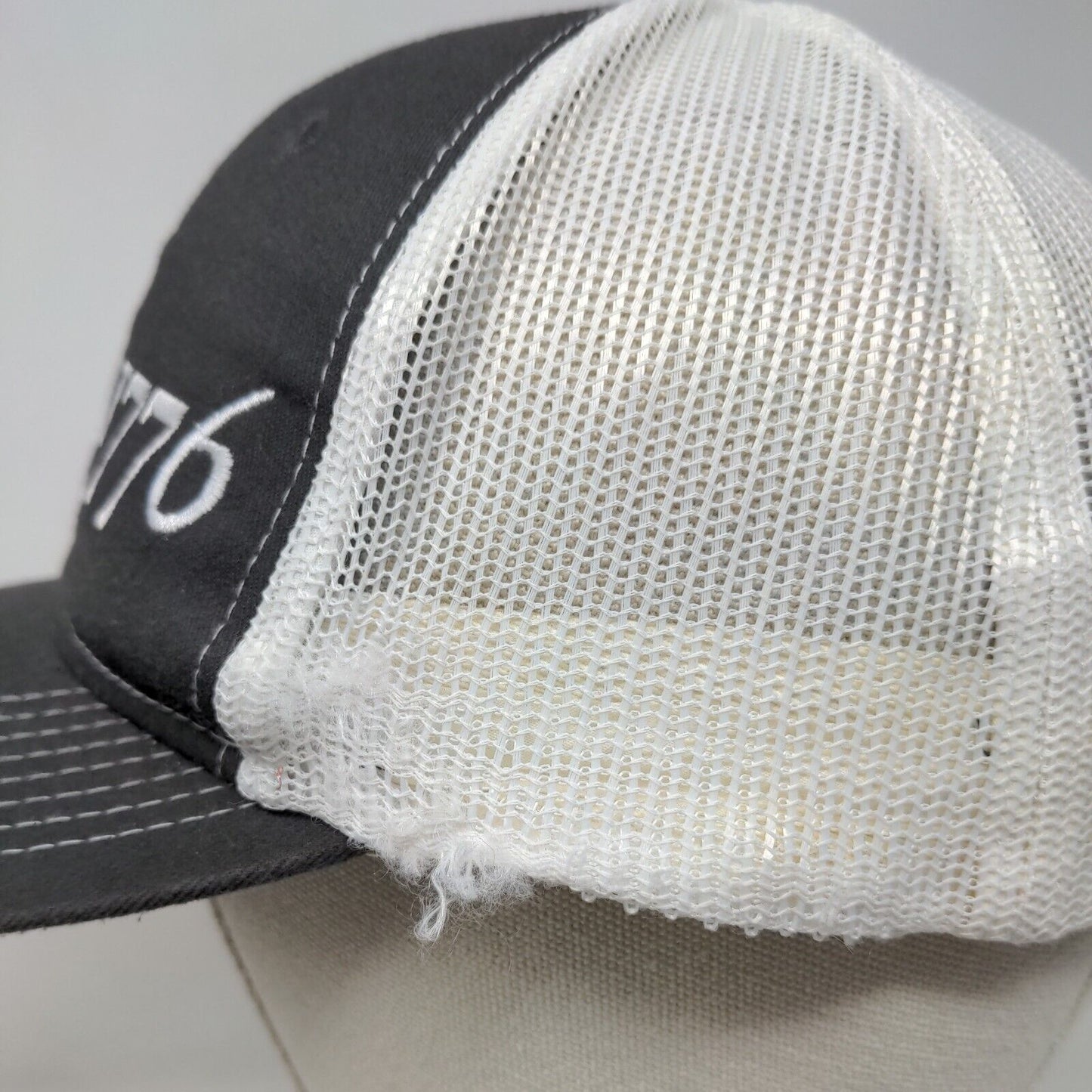 1776 Snapback Trucker Hat Gray One Size Adjustable Mesh Back Port Authority