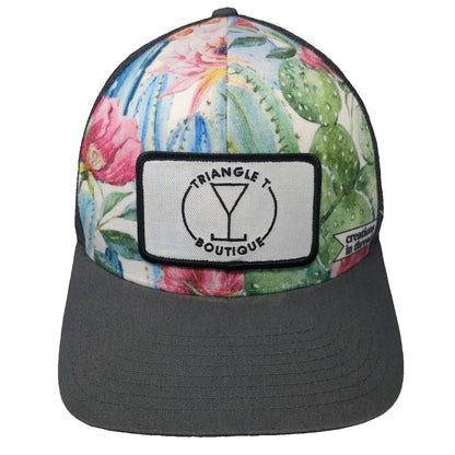 Triangle T Boutique Trucker Hat Gray White One Size Floral Cactus Mesh Snapback