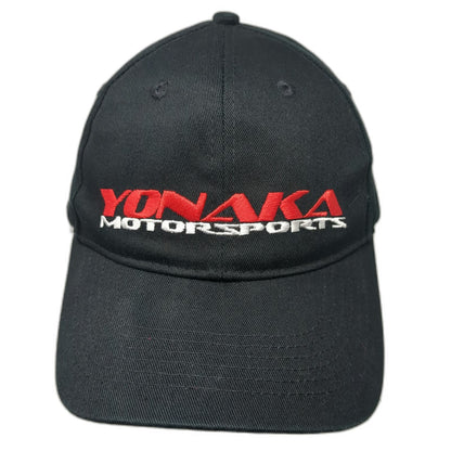 Yonaka Motorsports Baseball Cap Black One Size Strapback Red White Logo Hat