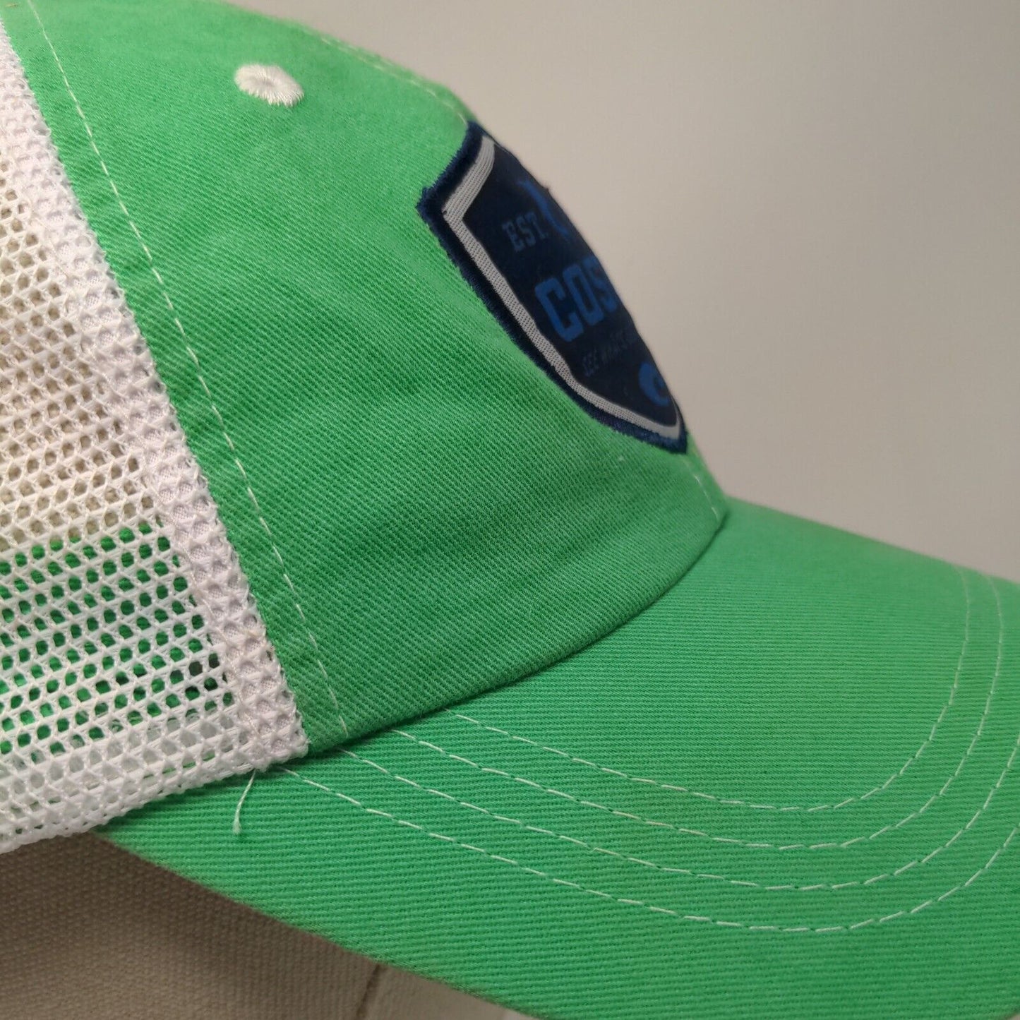 Costa Strapback Mesh Back Trucker Hat Green One Size Embroidered Colorblock