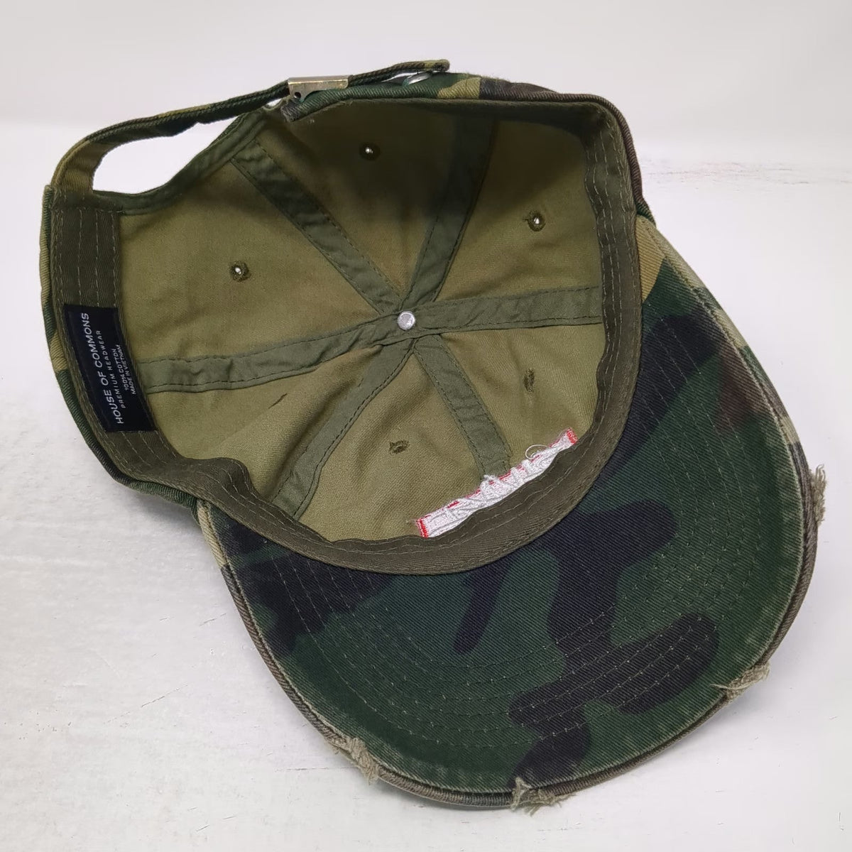 House of Commons Baseball Cap Green Camo One Size Distressed Savage Cotton Hat