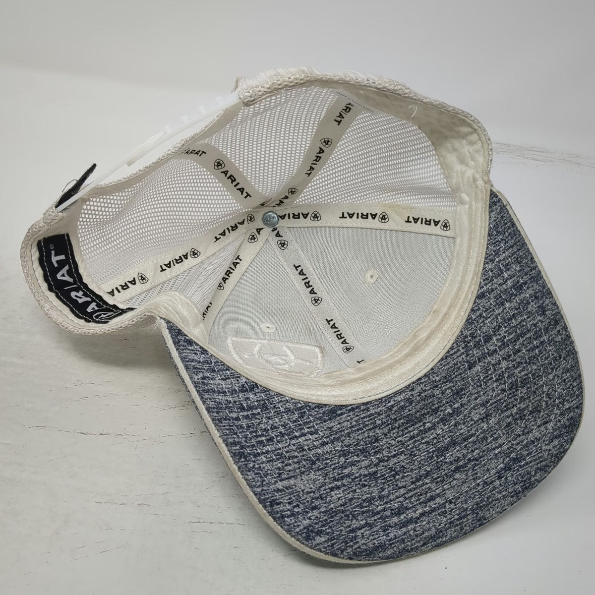 Ariat Trucker Hat Gray White One Size Mesh Back Snapback Heathered Shield Logo