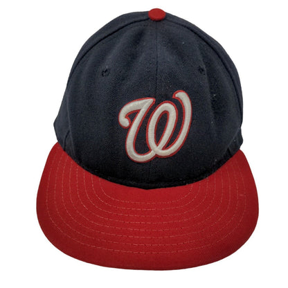 New Era Cool Base Men's Fitted Hat Blue Red Size 7 Washington Nationals Logo USA