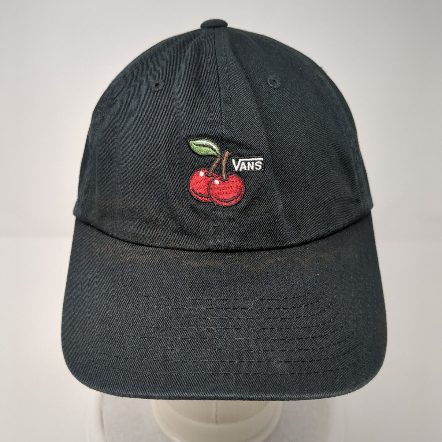 Vans Red Cherry Slideback Hat Black OSFA Adjustable Embroidered 6 Panel