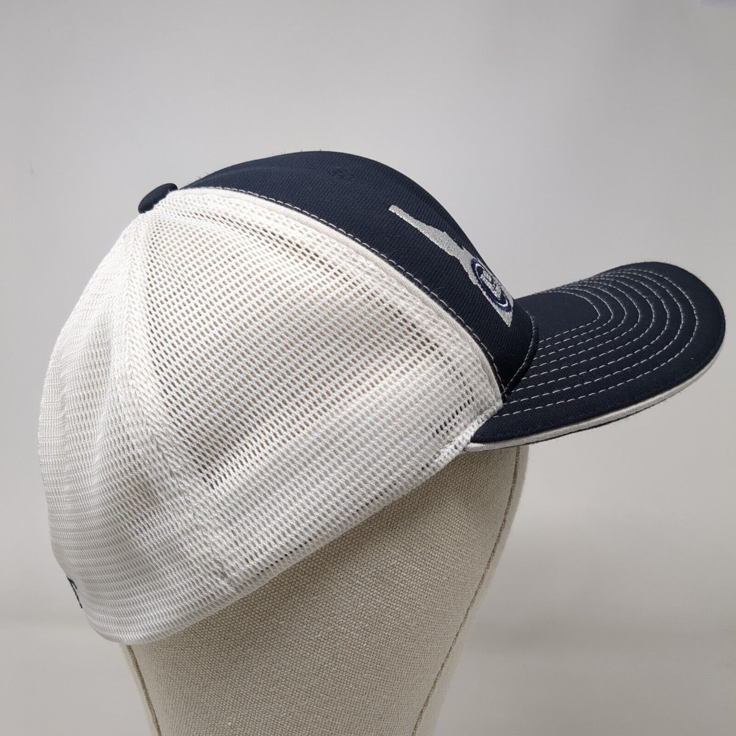 FNT Idaho Fitted Mesh Back Trucker Hat Blue S-M Embroidered Colorblock