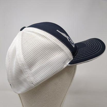 FNT Idaho Fitted Mesh Back Trucker Hat Blue S-M Embroidered Colorblock