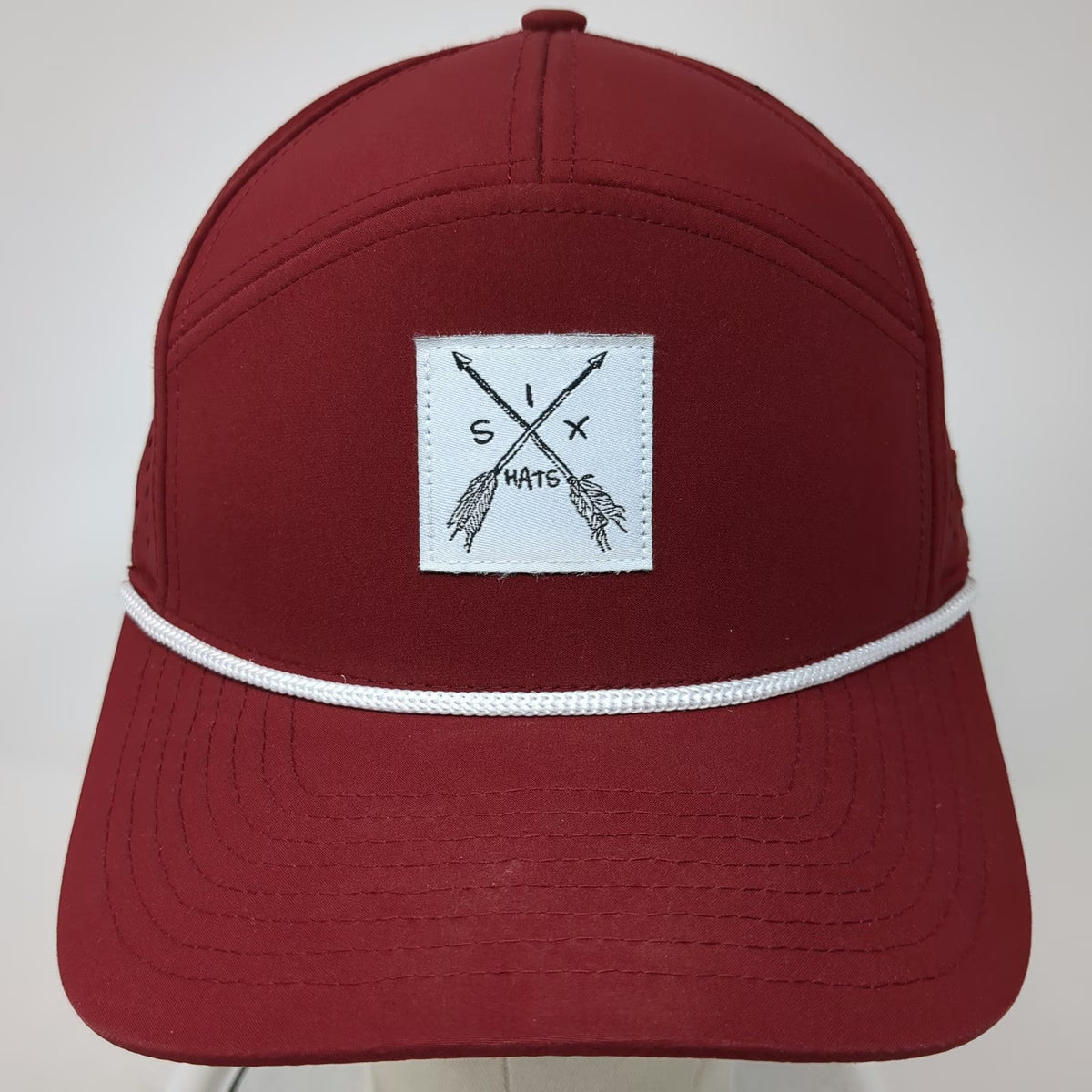 Six Hats Trucker Hat Red One Size Rope Laser Cut Snapback Thirst Project Arrows