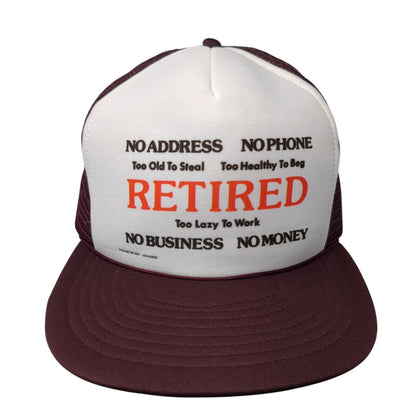 Retired No Money Snapback Rope Trucker Hat Red One Size Mesh Back