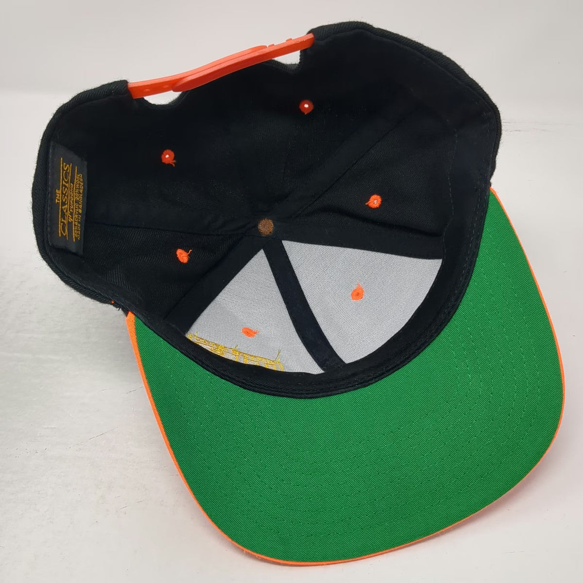Yupoong Snapback Black Orange One Size Water Bros WB Logo Green Underbrim Hat