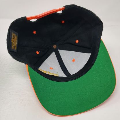 Yupoong Snapback Black Orange One Size Water Bros WB Logo Green Underbrim Hat