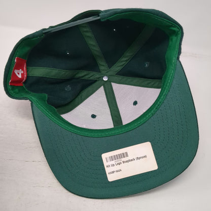 4Hunnid Snapback Hat Green One Size Flat Brim Signed Logo Autograph Yupoong