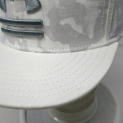 Under Armour Baseball Cap White XL Stretch Fit Camo Flat Brim Embroidered Logo
