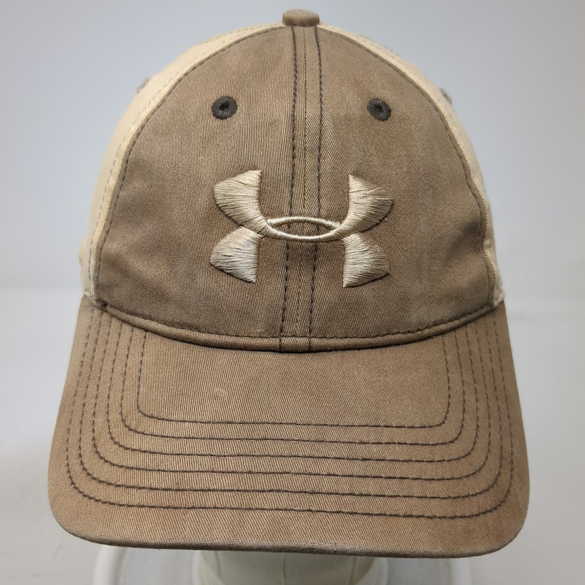 Under Armour Snapback Hat Brown One Size Two Tone Logo Embroidered Baseball Cap