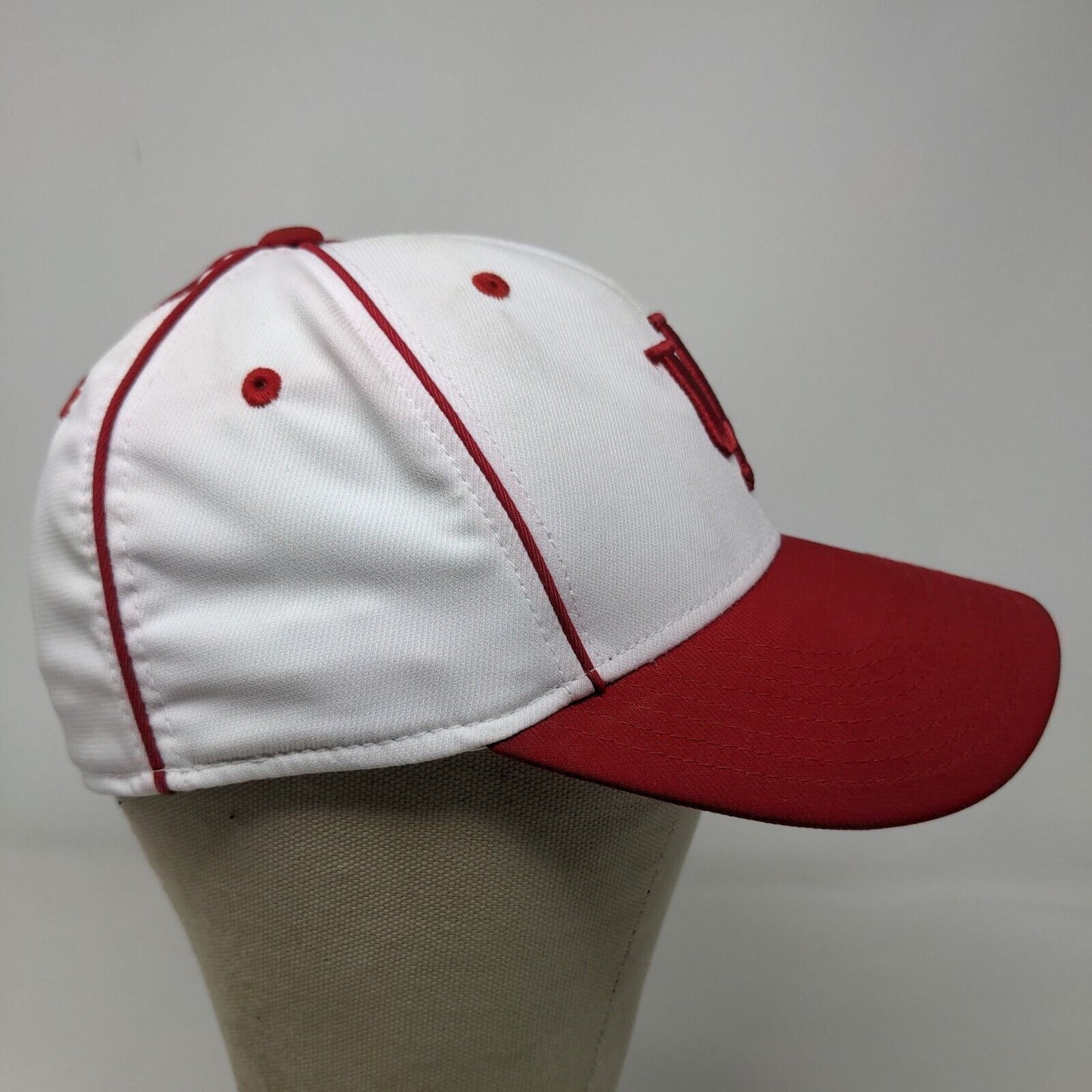 Adidas Boys Fitted Hat Red White OSFM Embroidered IU Hoosiers Logo