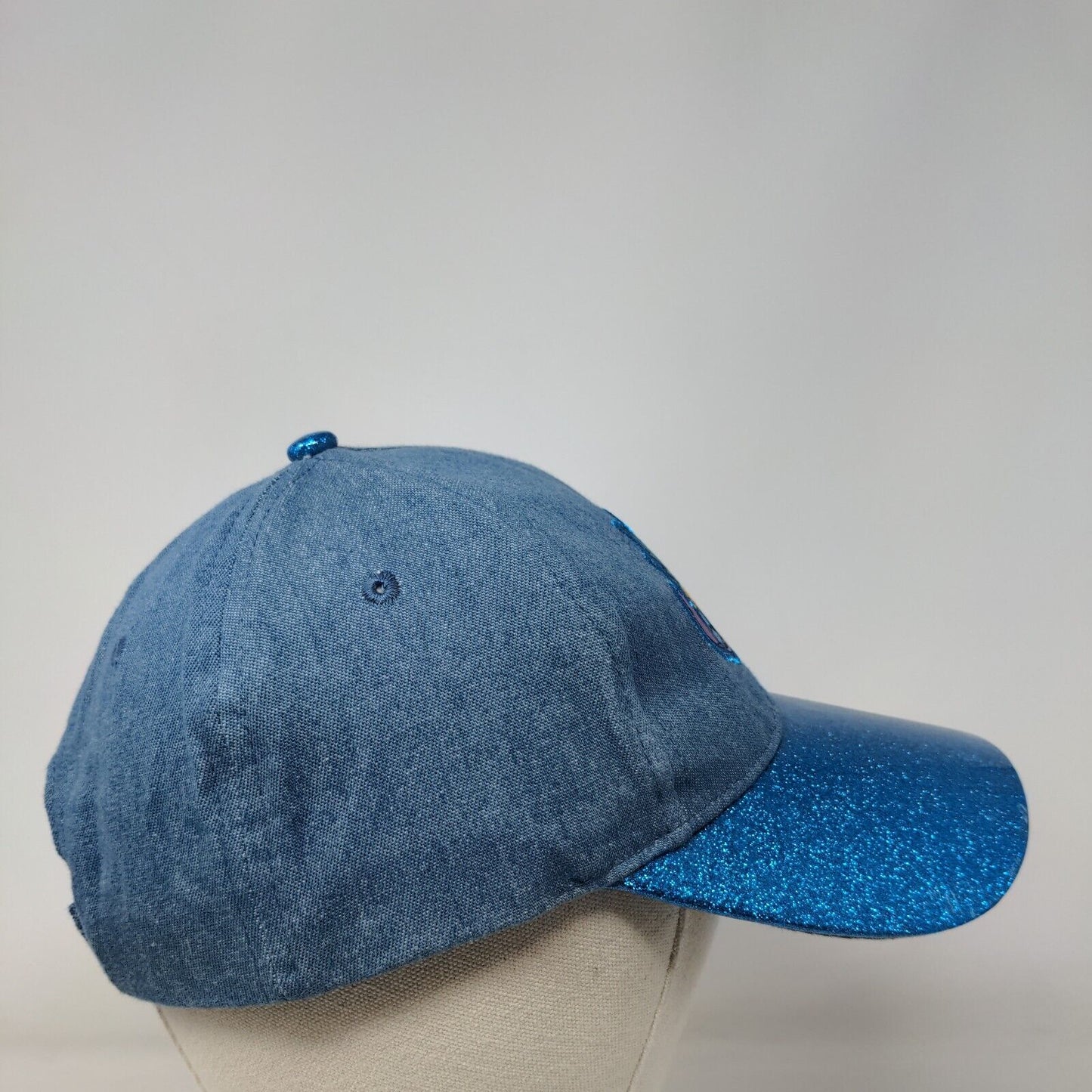 Disney Stitch Strapback Hat Blue OSFM Adjustable Embroidered Glittered