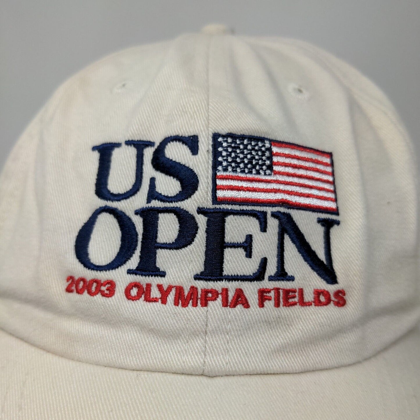 USGA Men's Slideback Hat Tan Embroidered US Open 2003 Olympia Fields Vintage