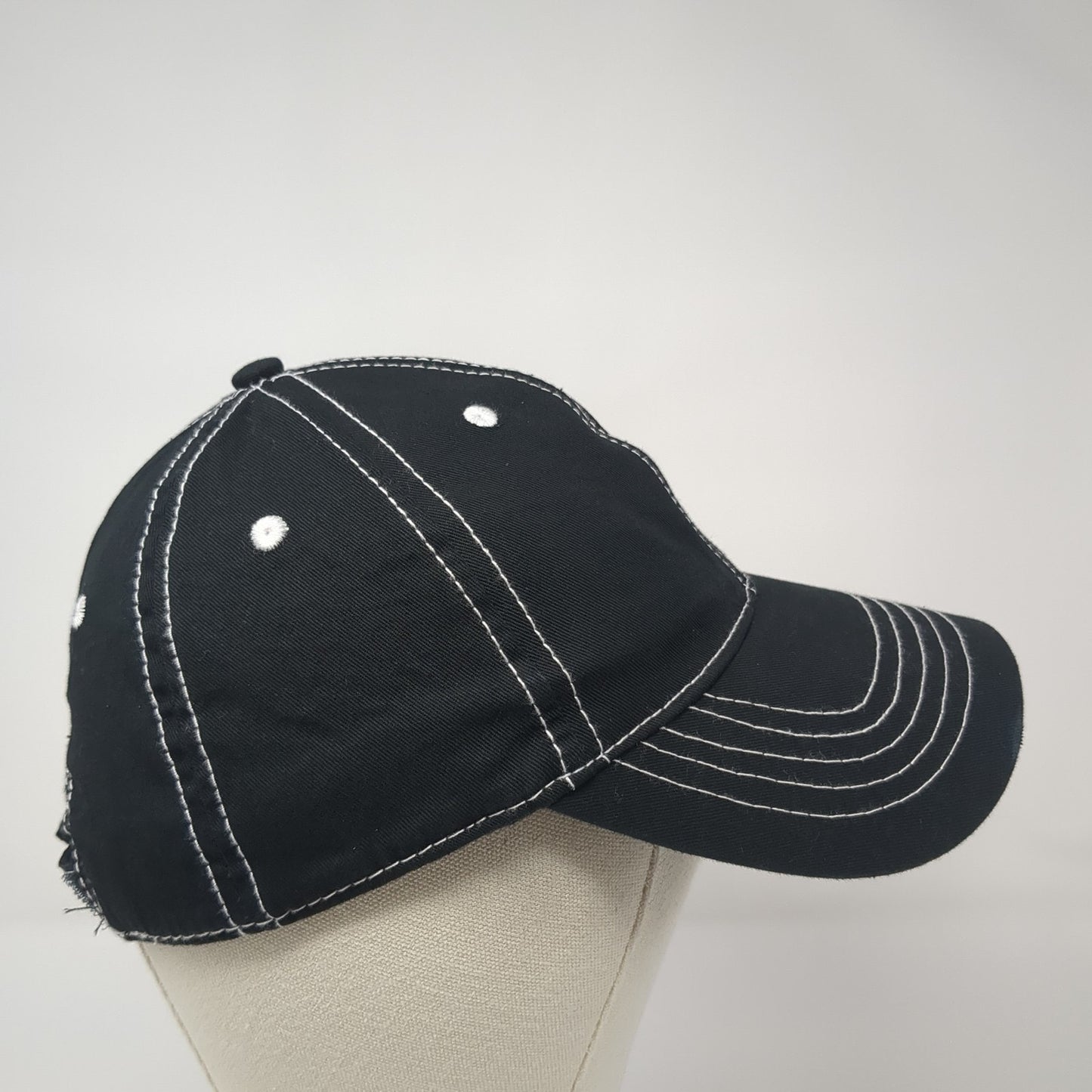 Unbranded Strapback Hat Black One Size Adjustable Solid Cotton Blank
