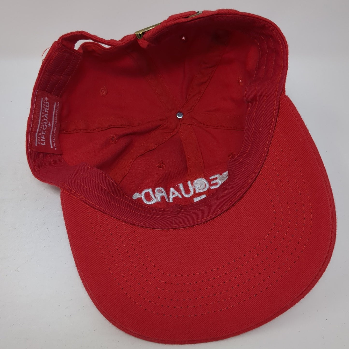 Lifeguard Slideback Baseball Cap Red One Size Adjustable Embroidered 6 Panel