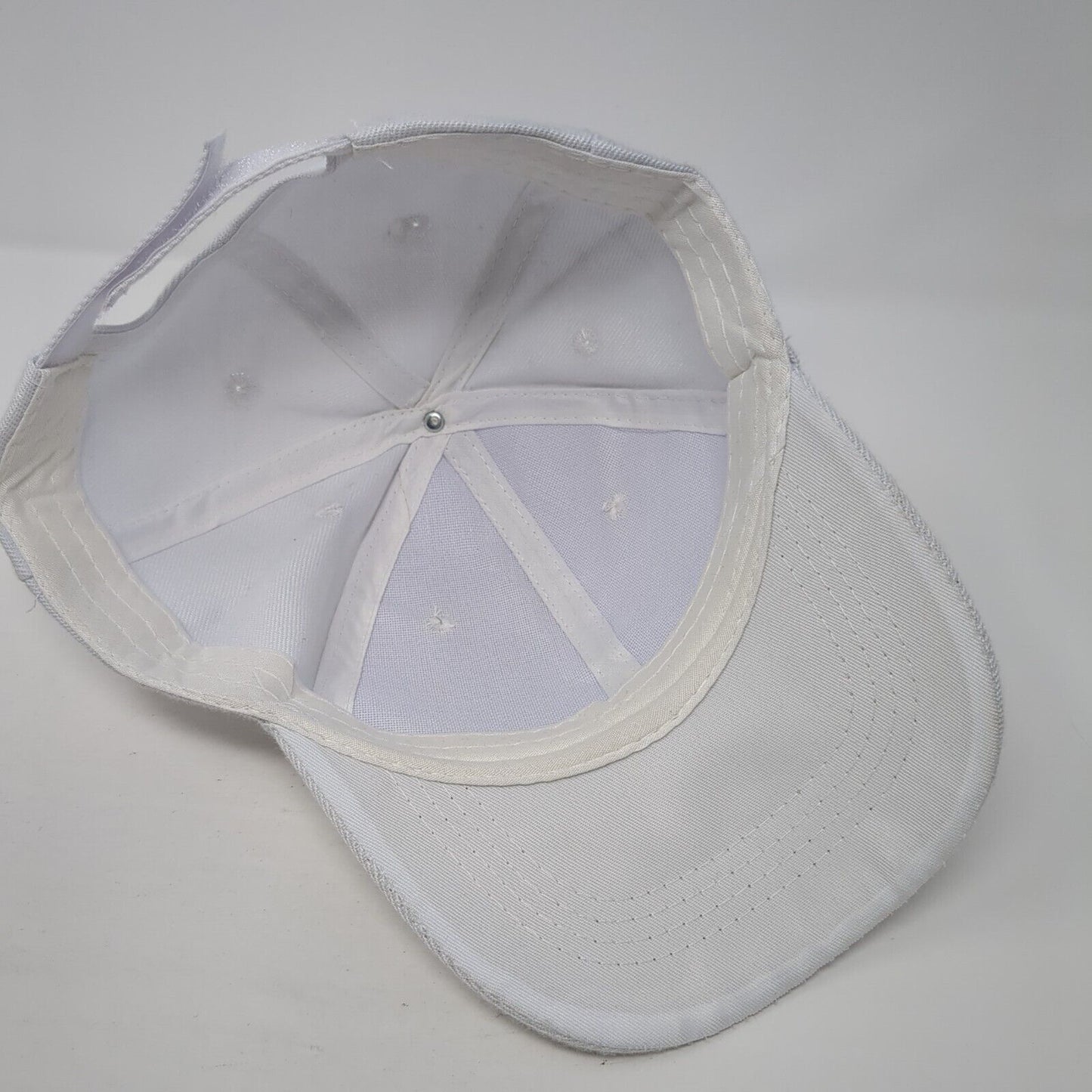 La Strapback Hat White One Size Adjustable Embroidered Solid 6 Panel