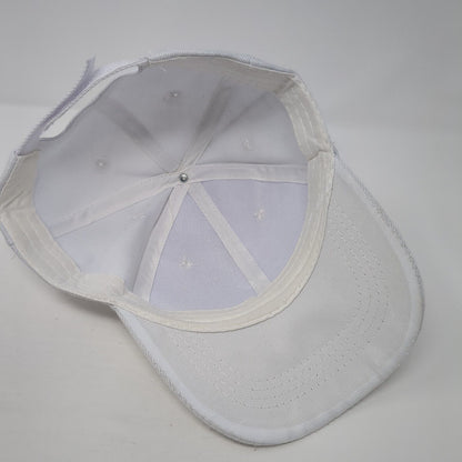 La Strapback Hat White One Size Adjustable Embroidered Solid 6 Panel