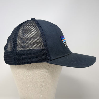 Patagonia Trucker Hat Blue One Size Mesh Back Snapback Logo Patch Mountain Peak