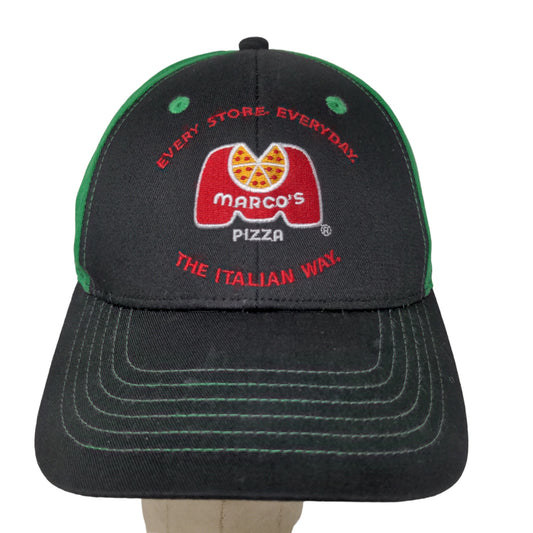 Marco's Pizza Men's Slideback Hat Green Black Adjustable Embroidered Logo Cotton