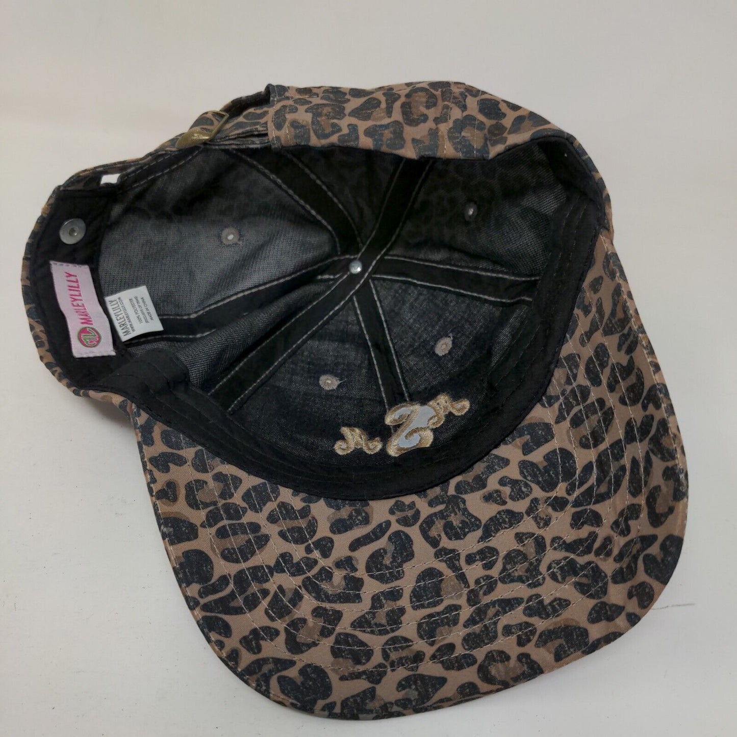 MSM Slideback Hat Multicolor One Size Embroidered Leopard Print Marley Lilly