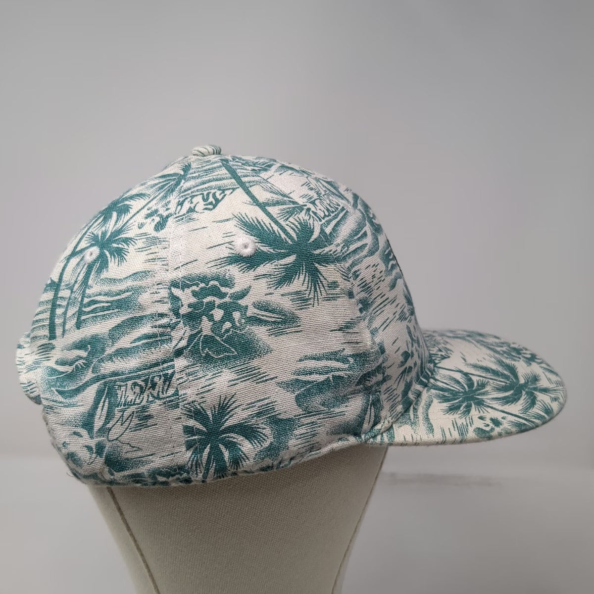 Double Portion Supply 5 Panel White Hat One Size Tropical Palm Tree Oyster Bar