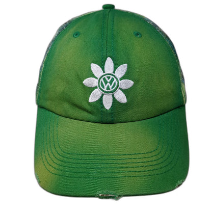 Volkswagen Baseball Cap Green One Size Daisy Plaid Distressed Brim Cotton hat