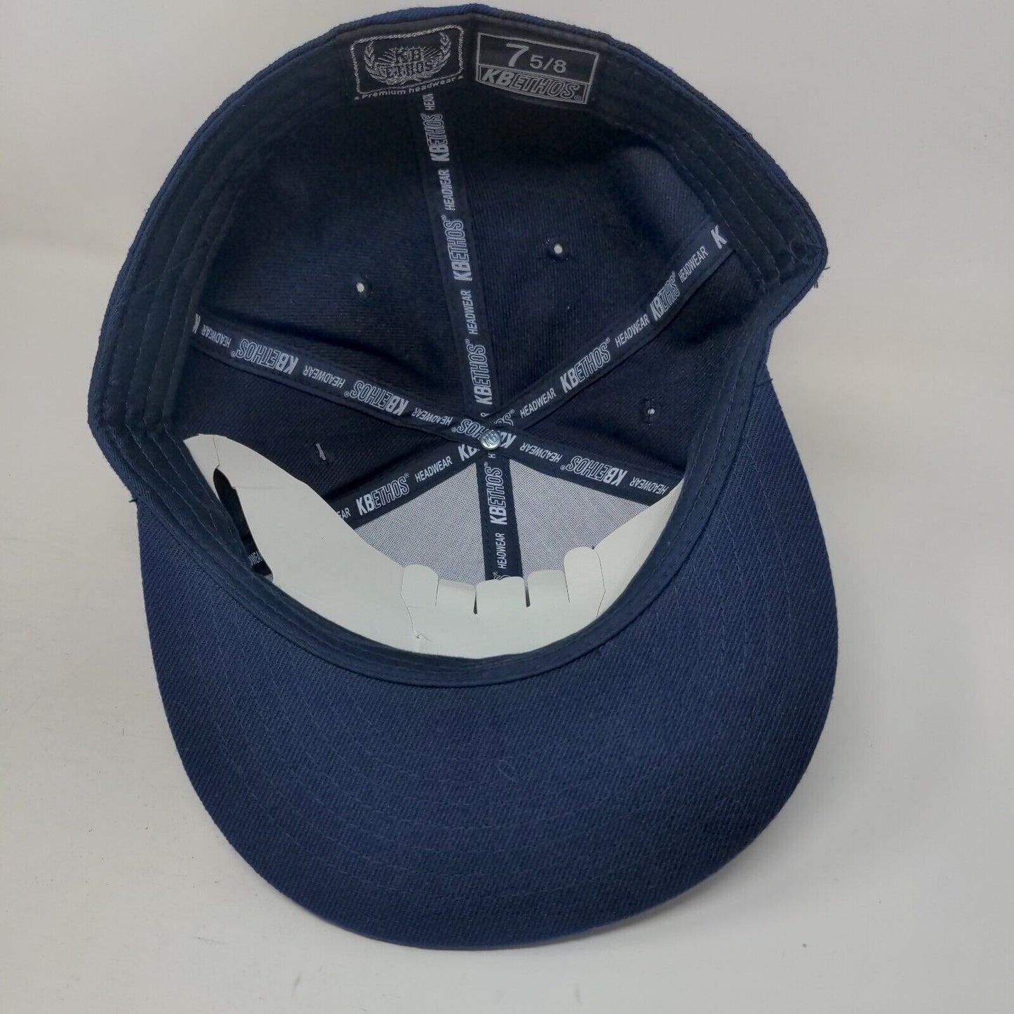 Quinnipiac Fitted Hat Blue 7 5/8 Vent Holes 6 Panel KB ETHOS W/Tags
