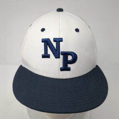 NP Fitted Hat White 7 1/4 Embroidered Vented Holes 6 Panel The Game Pro