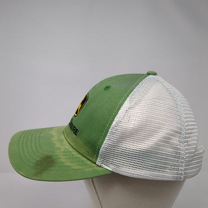 John Deere Snapback Mesh Back Trucker Hat Green One Size Adjustable