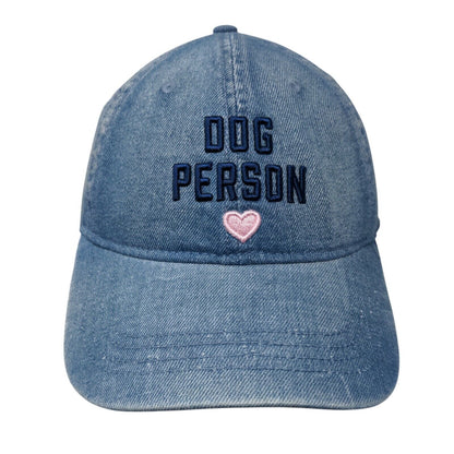 Dog Person Slideback Hat Blue OSFM Embroidered Denim Home Free