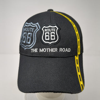 Route 66 The Mother Road Strapback Hat Black One Size Adjustable Embroidered
