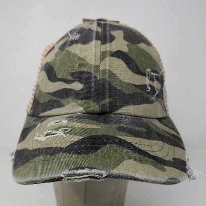 C.C. Exclusives Women's Distressed Camo Hat Strapback W/Tags Cotton Blend