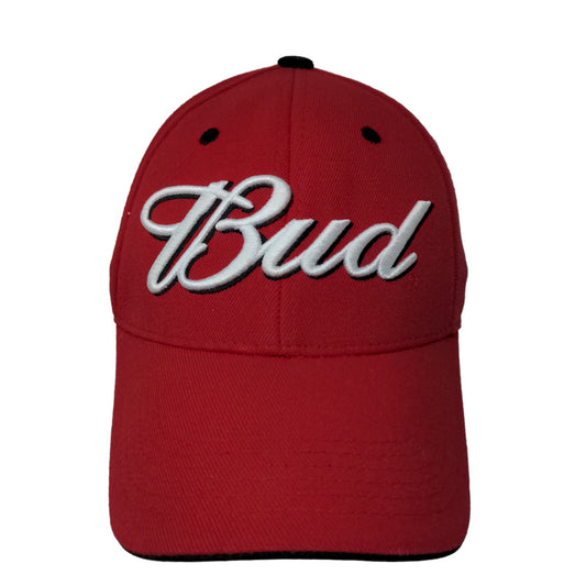 Top of the World Men's Fitted Hat Red OSFA Budweisers Embroidered Big Logo Beer