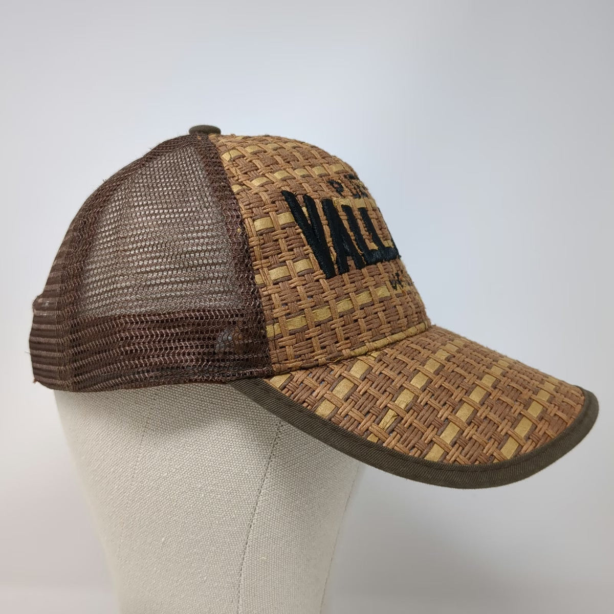 Puerto Vallarta Mexico Brown One Size Trucker Hat Woven Straw Mesh Snapback