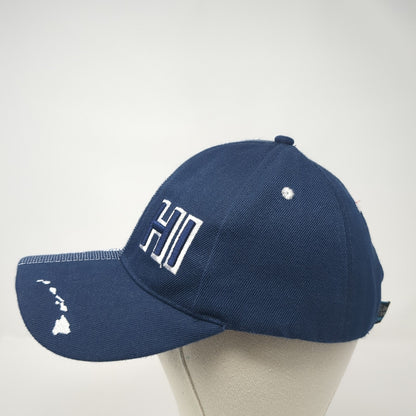Hawaii HI Strapback Hat Blue One Size Adjustable Embroidered Island Crew