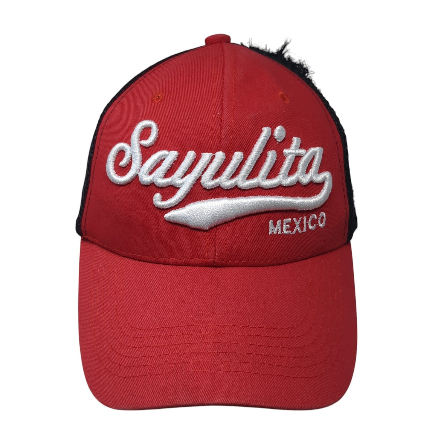 Sayulita Mexico Strapback Trucker Hat Red One Size Mesh Back Adjustable