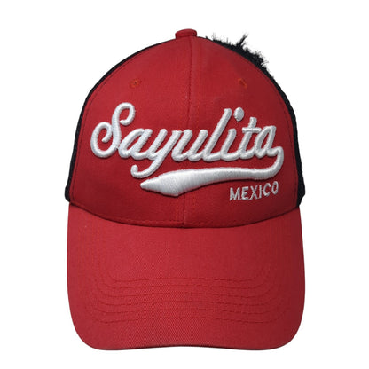 Sayulita Mexico Strapback Trucker Hat Red One Size Mesh Back Adjustable