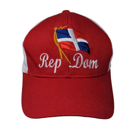 Rep Dom Flag Snapback Hat Red One Size Adjustable Embroidered 6 Panel