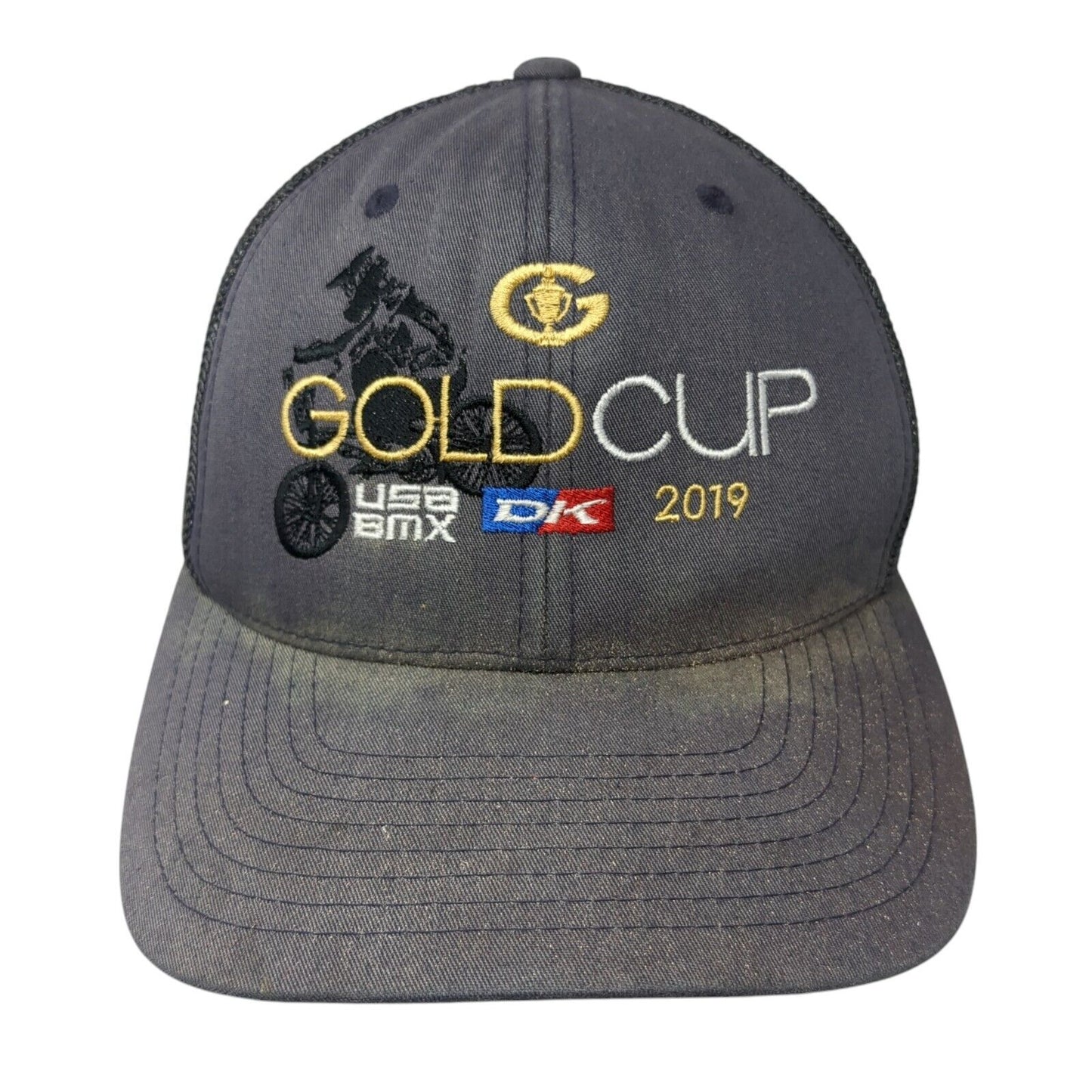 Gold Cup 2019 USA BMX Fitted Trucker Hat Gray S/M Mesh Back Port Authority