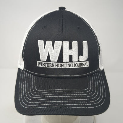 WHJ Western Hunting Journal Trucker Hat Black OS Adjustable Mesh Back Ivory