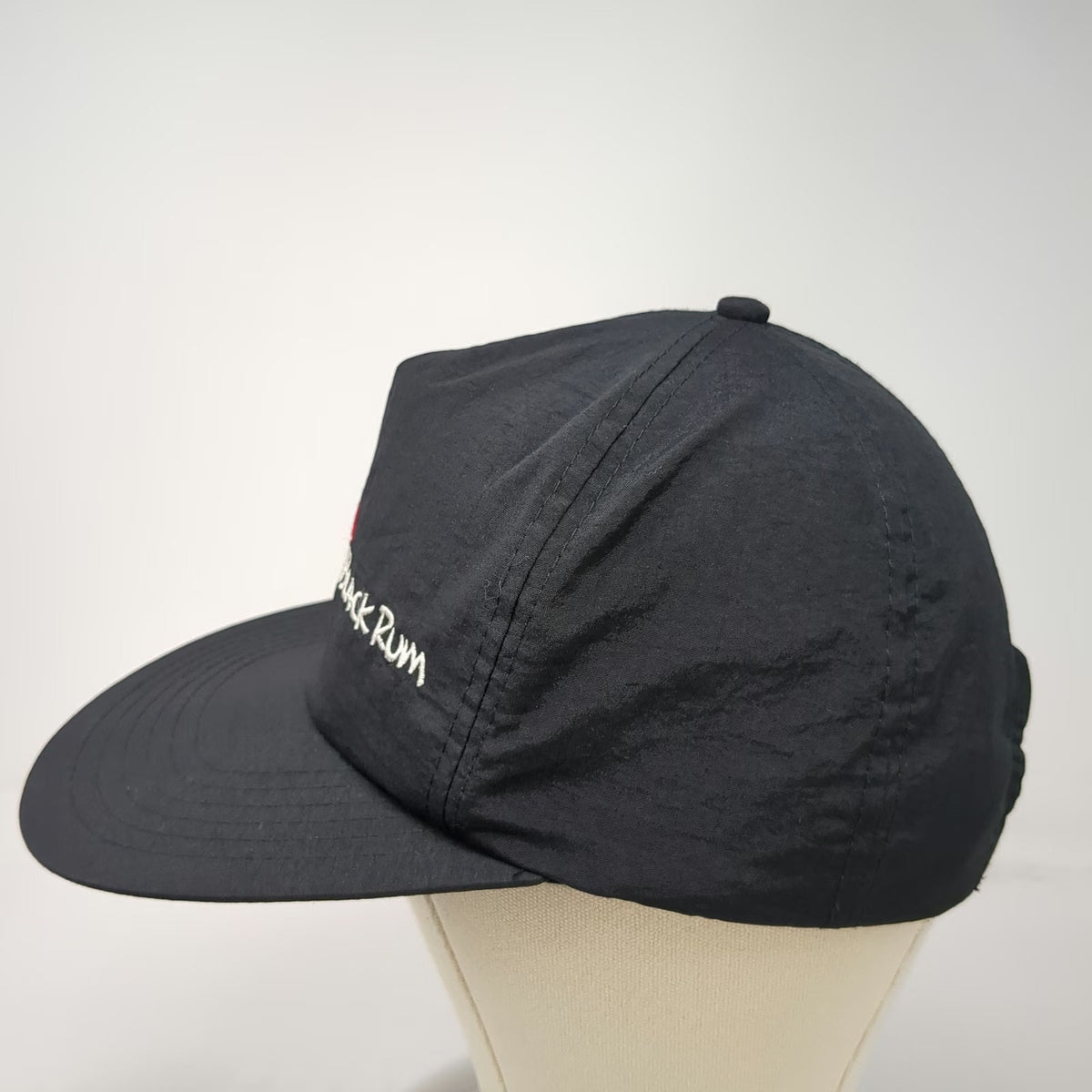 Bacardi Black Rum 5 Panel Hat One Size Nylon Snapback Red White Embroidered Logo
