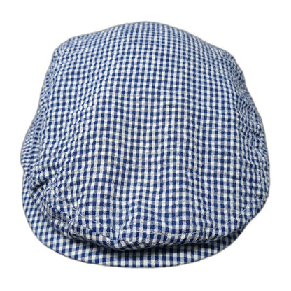 Newsboy Cap Blue One Size Fitted Gingham Checkered Pattern Driving Ivy Golf Hat