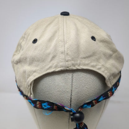 Baseball Cap Beige OS Aztec Woven Band Toggle Made USA Strapback Hat Vintage
