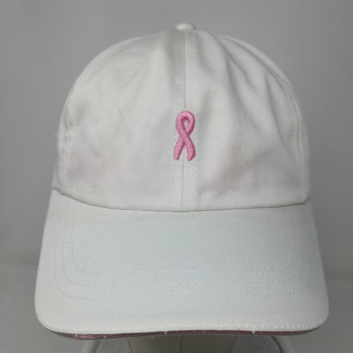 Pink Stuff Women's Strapback Hat White Adjustable Embroidered Logo Cotton