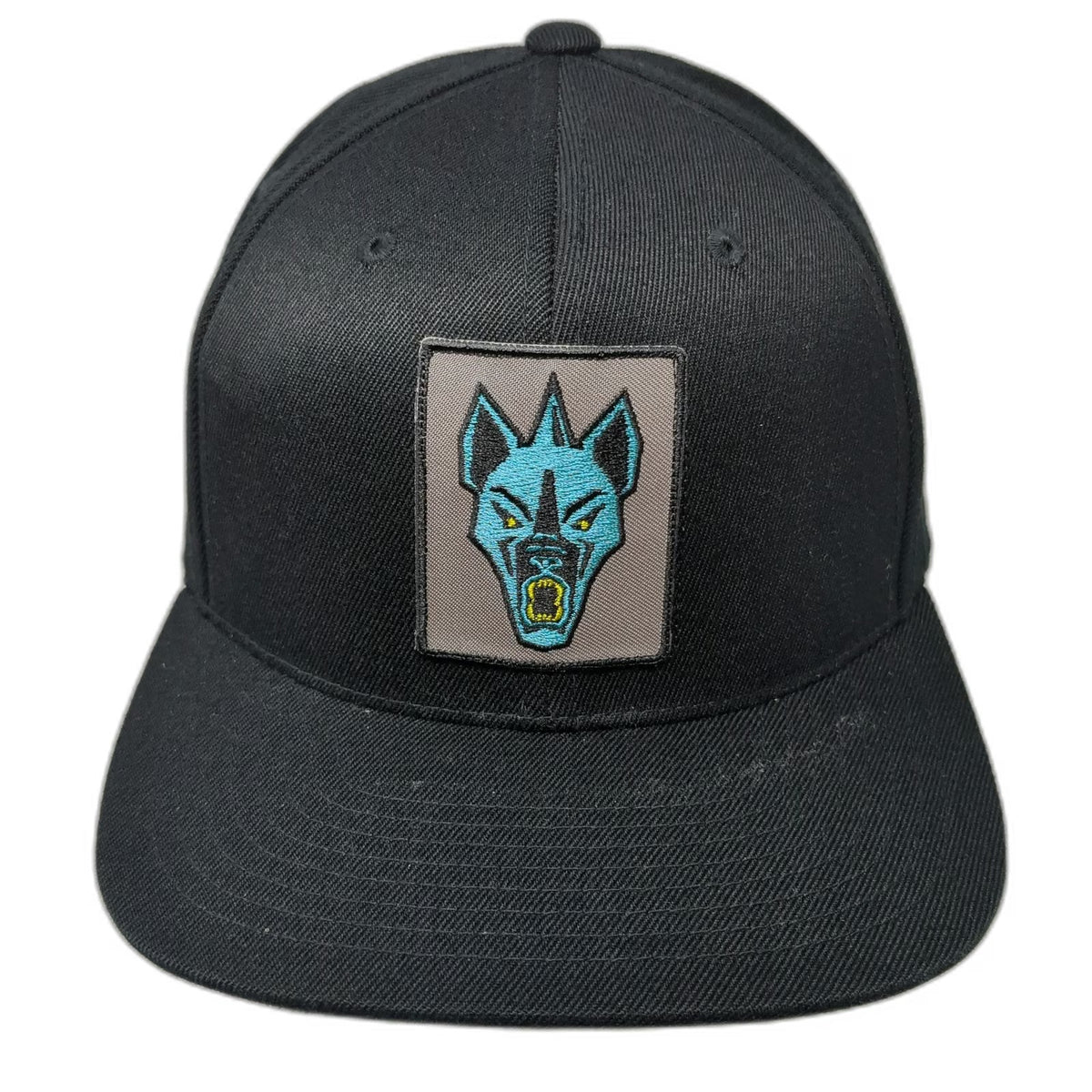 Yupoong Snapback Black Hat One Size Blue Hyena Patch Flexfit 110 Structured Cap