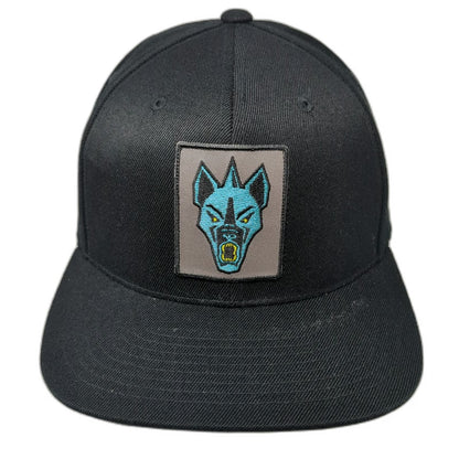 Yupoong Snapback Black Hat One Size Blue Hyena Patch Flexfit 110 Structured Cap