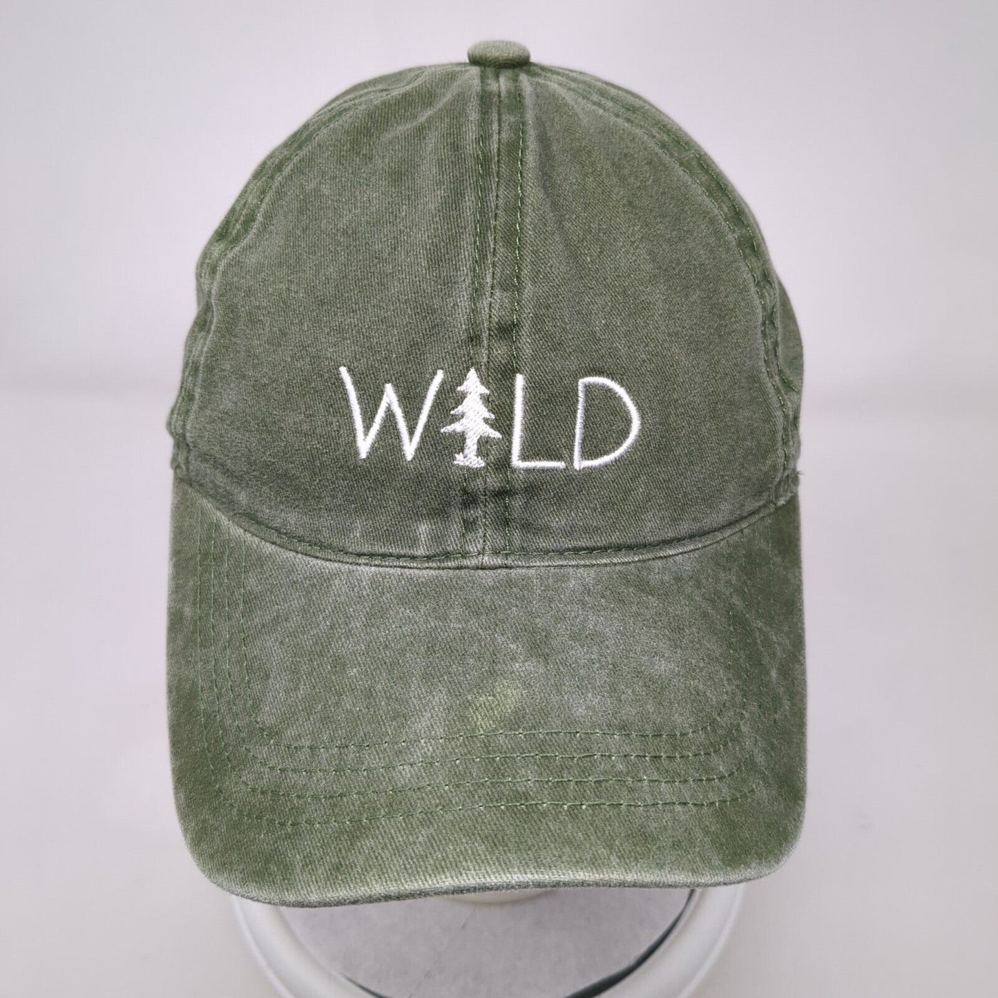 Wild Slideback Hat Green OSFM Adjustable Embroidered 6 Panel Vented Holes Cotton